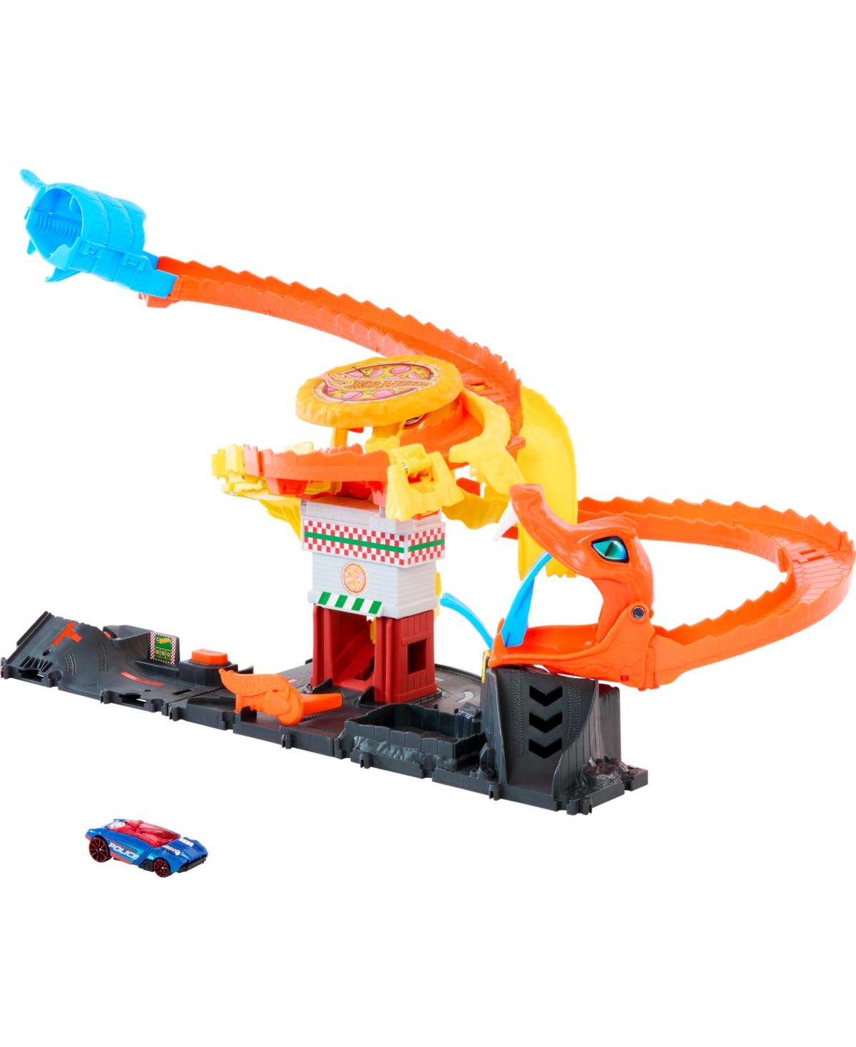 Shop Hot Wheels City Pizza Slam Cobra Attack Playset With 1:64 Scale Toy Car In Multicolor
