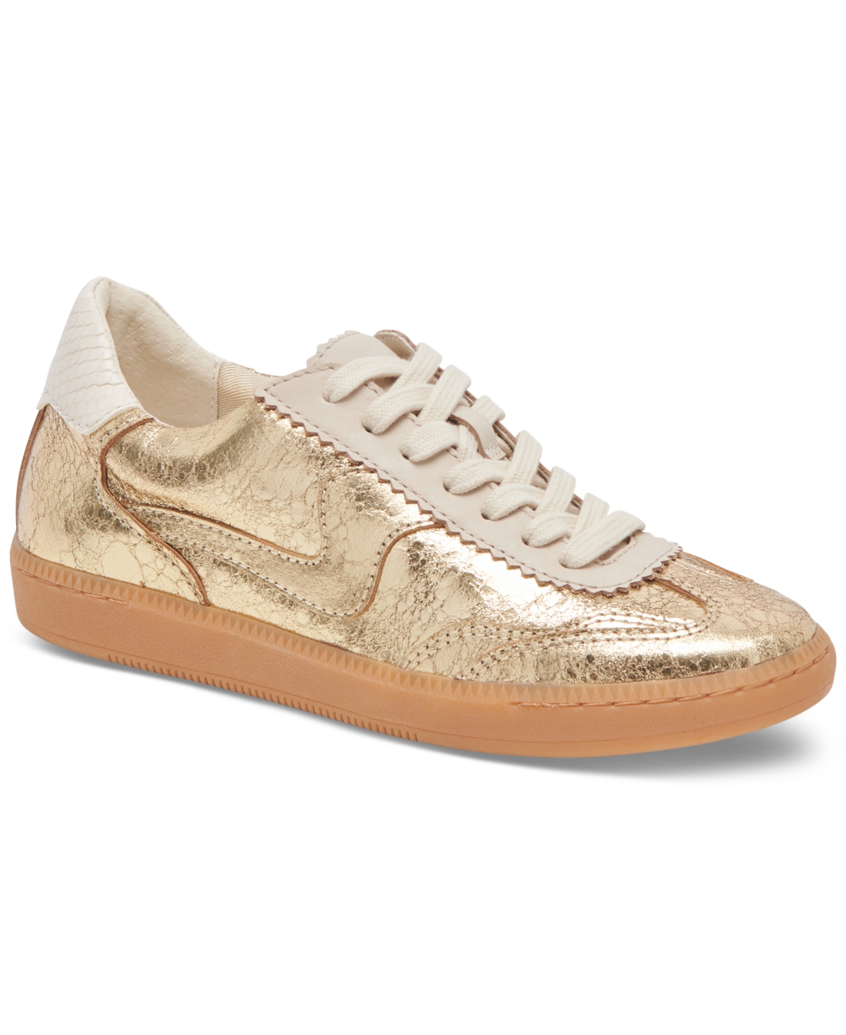 Shop Dolce Vita Women's Notice Low-profile Lace-up Sneakers In Gold Metallic Crackled Leather