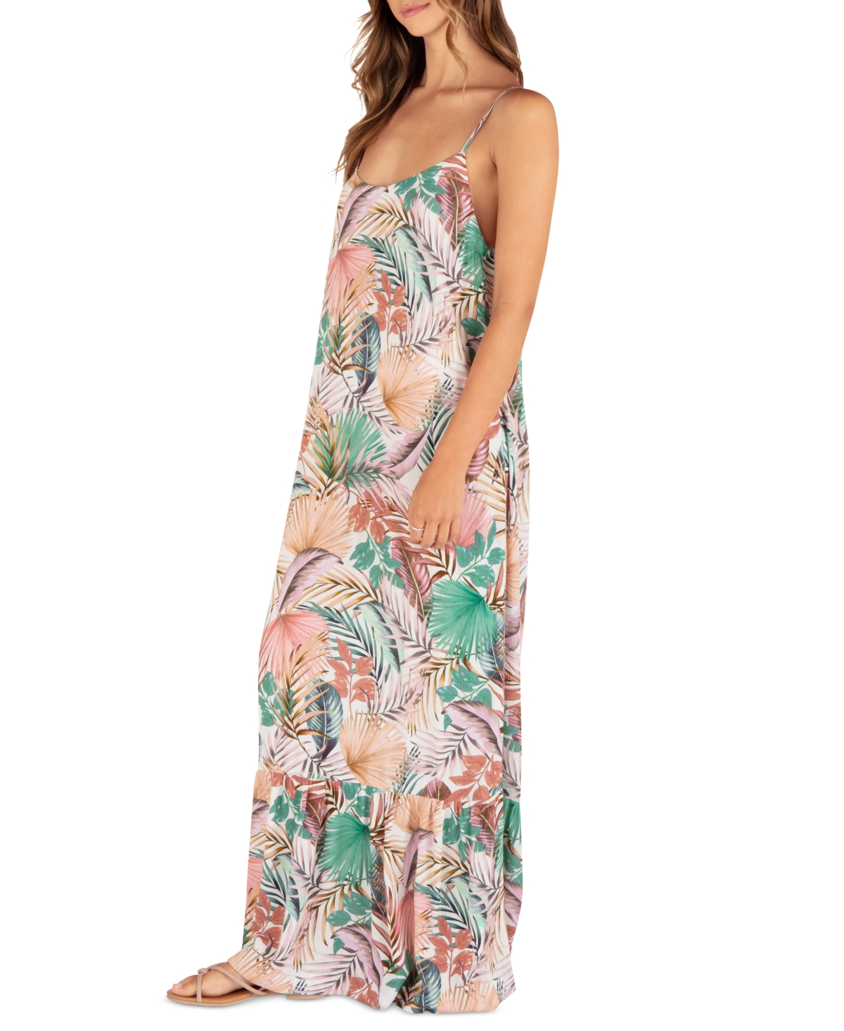 Shop Hurley Juniors' Palmetto Sunset Tiered Maxi Dress In Print