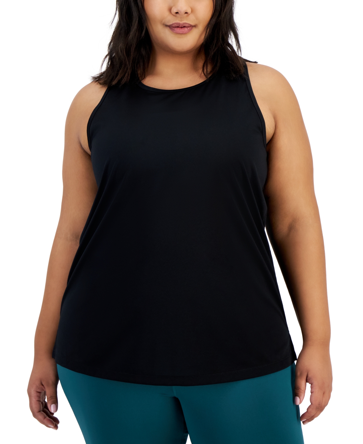 Plus Size Solid Birdseye Mesh Racerback Tank Top, Created for Macy's - Pink Icing