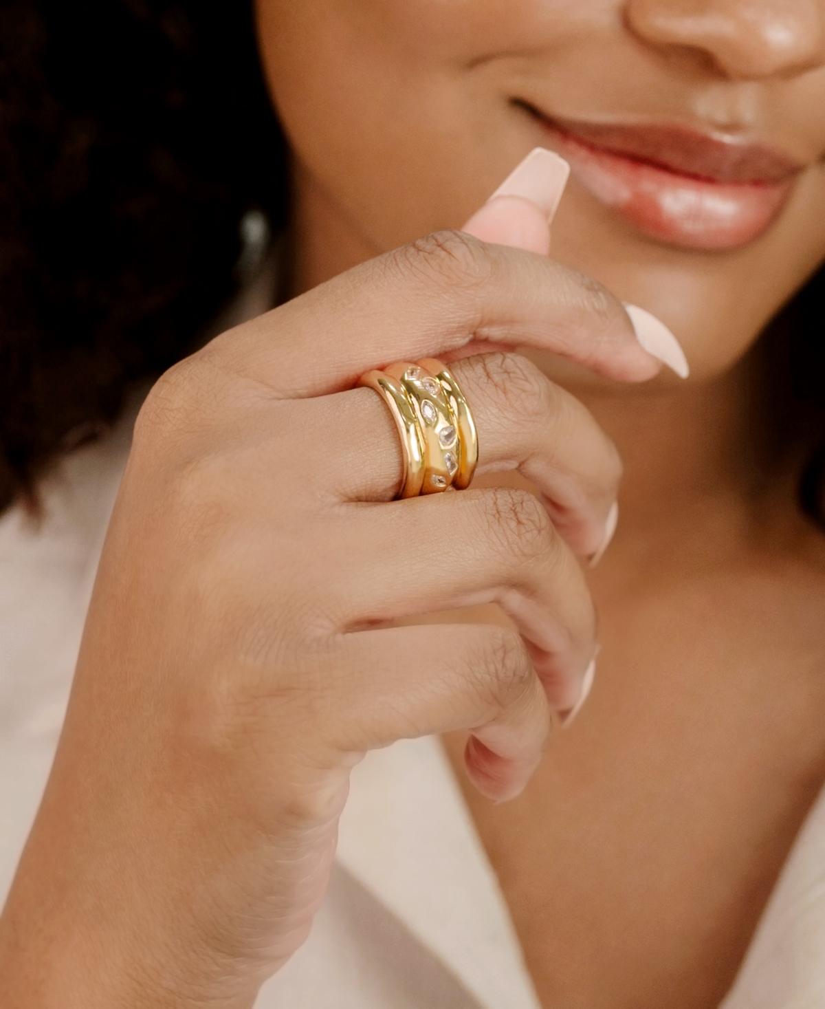 Shop Ettika Bezel Crystal Thick 18k Gold Plated Ring