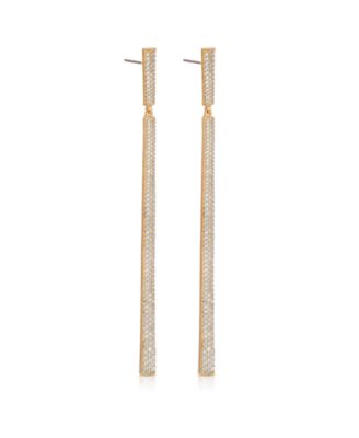 Straight Drop 18k Gold Plated Crystal Dangle Earrings