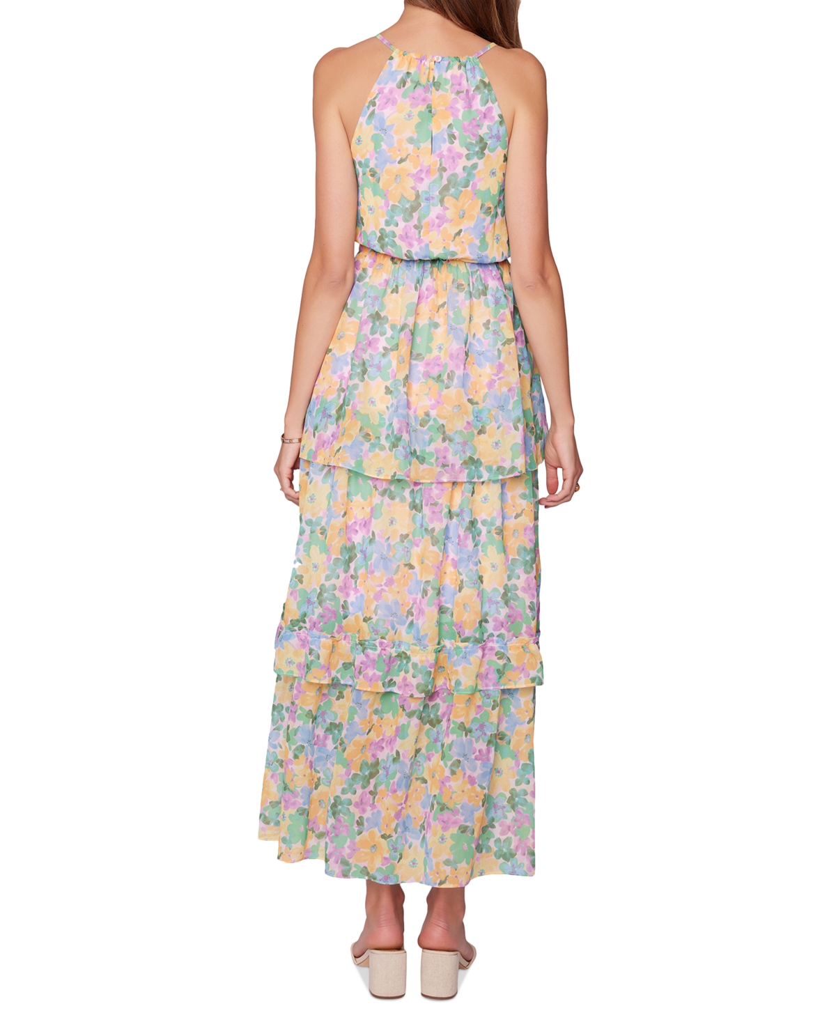 Shop Lost + Wander Women's Florescence Floral Print Halter Maxi Dress In Yellow-purple