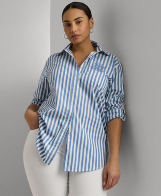 Lauren Ralph Lauren - Plus Size Striped Oversized Shirt