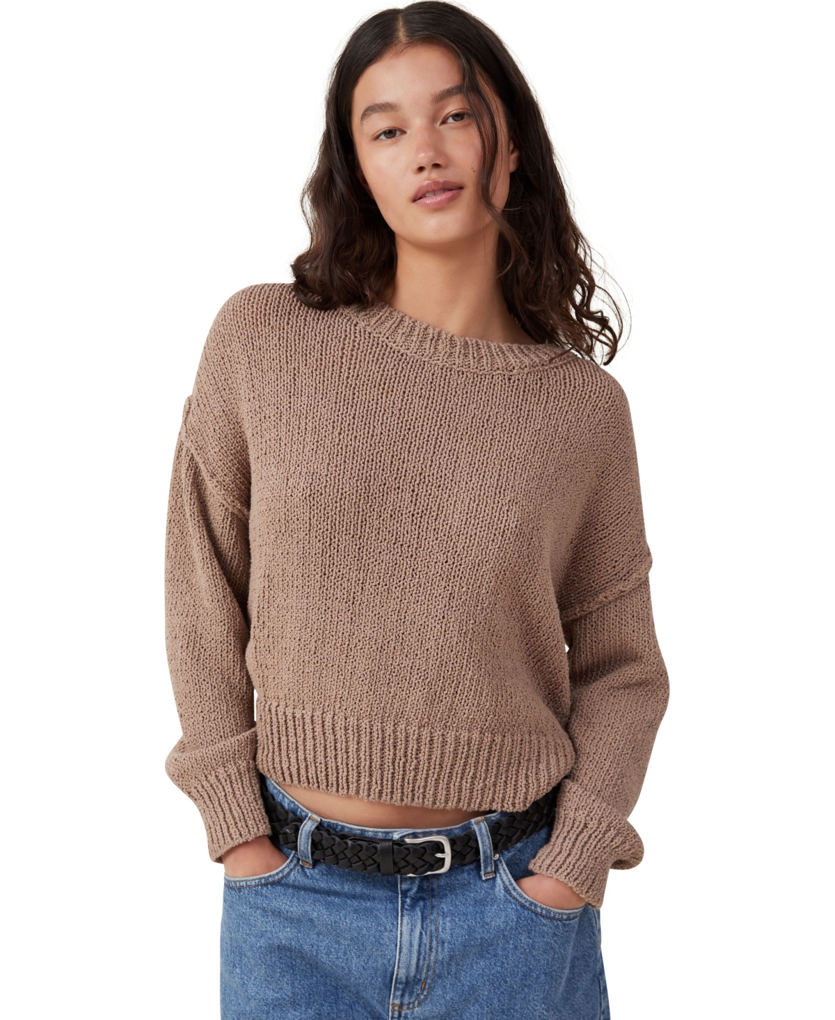 Women's Boucle Pullover Sweater - Mocha
