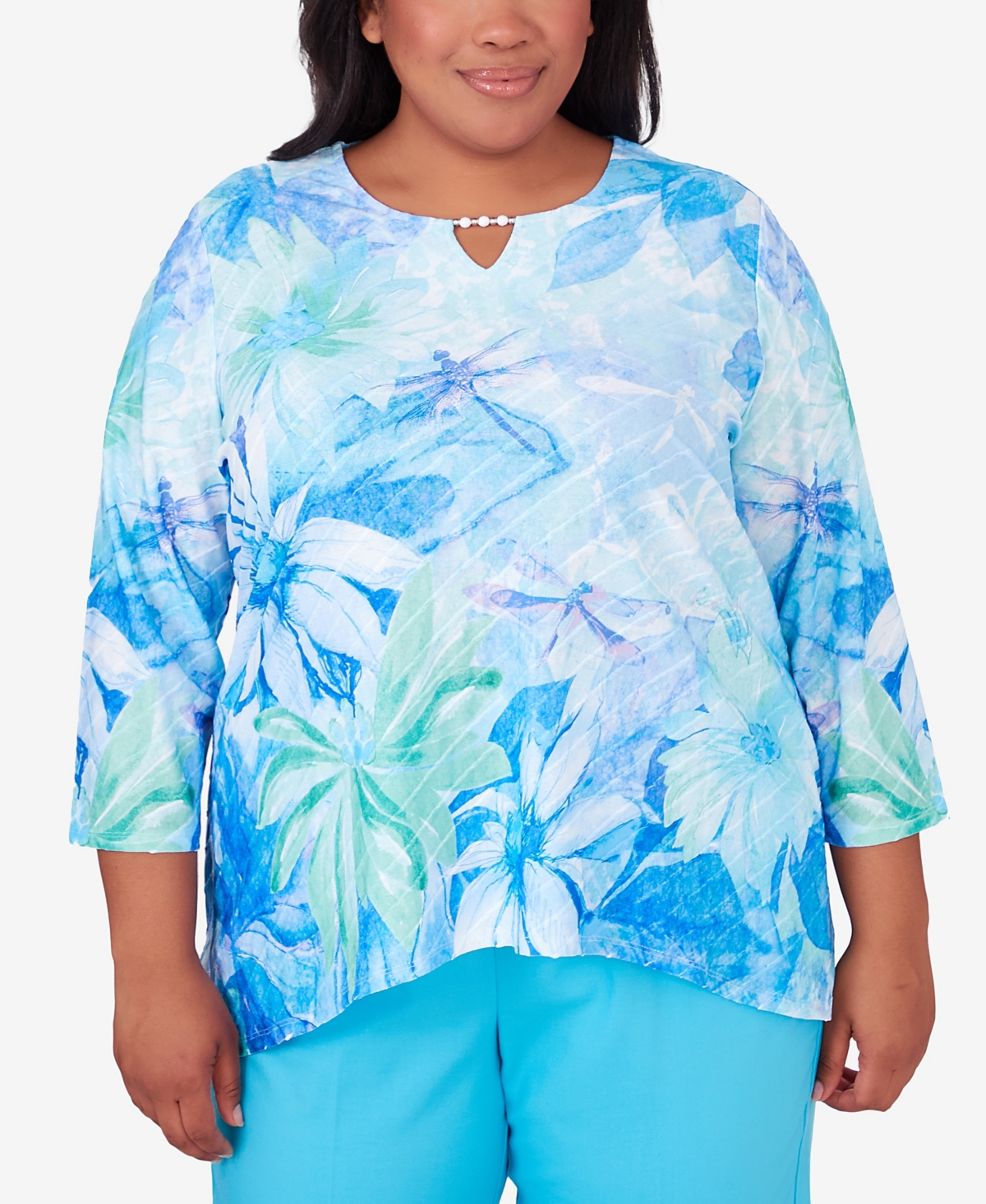 Shop Alfred Dunner Plus Size Summer Breeze Floral Watercolor Top In Multi