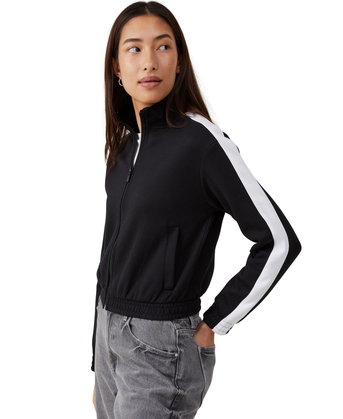 Cotton On Women's Retro Sporty Cropped Zip Up In Black