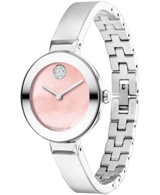 Women's Bold Bangles Swiss Quartz Stainless Steel Silver-tone Watch 28mm