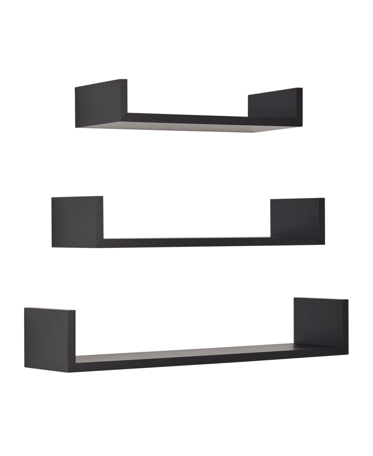 Shop Danya B Aalto U-shaped Floating Wall Shelves, Set Of 3 In Black