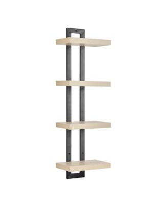 4-Tier Ladder Bracket Floating Wall Shelves, Black Metal Finish