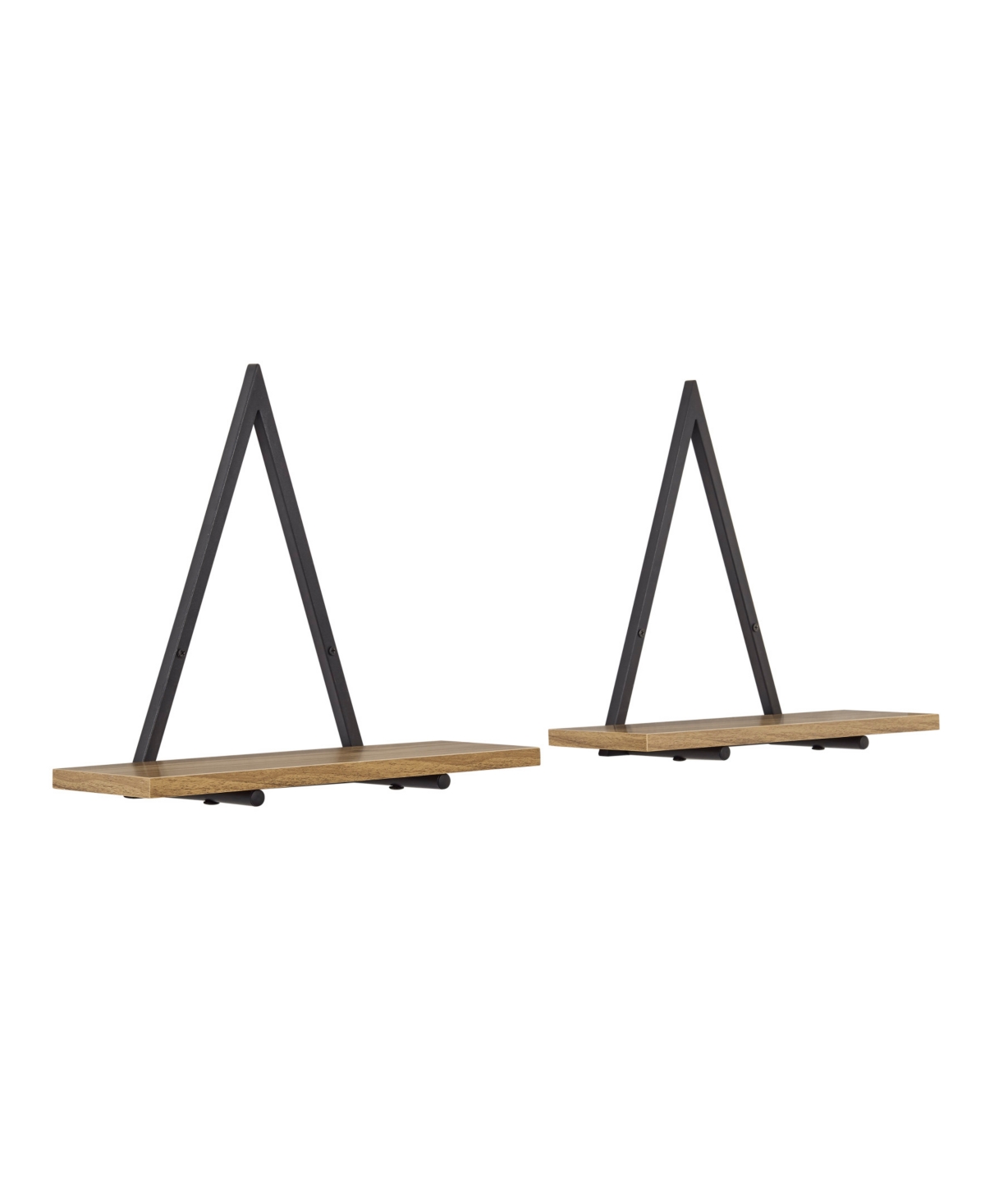 Shop Danya B Contemporary Decorative Triangle Accent Wall Shelf, Reversible Configuration, Black Metal With Walnu In Black,light Maple