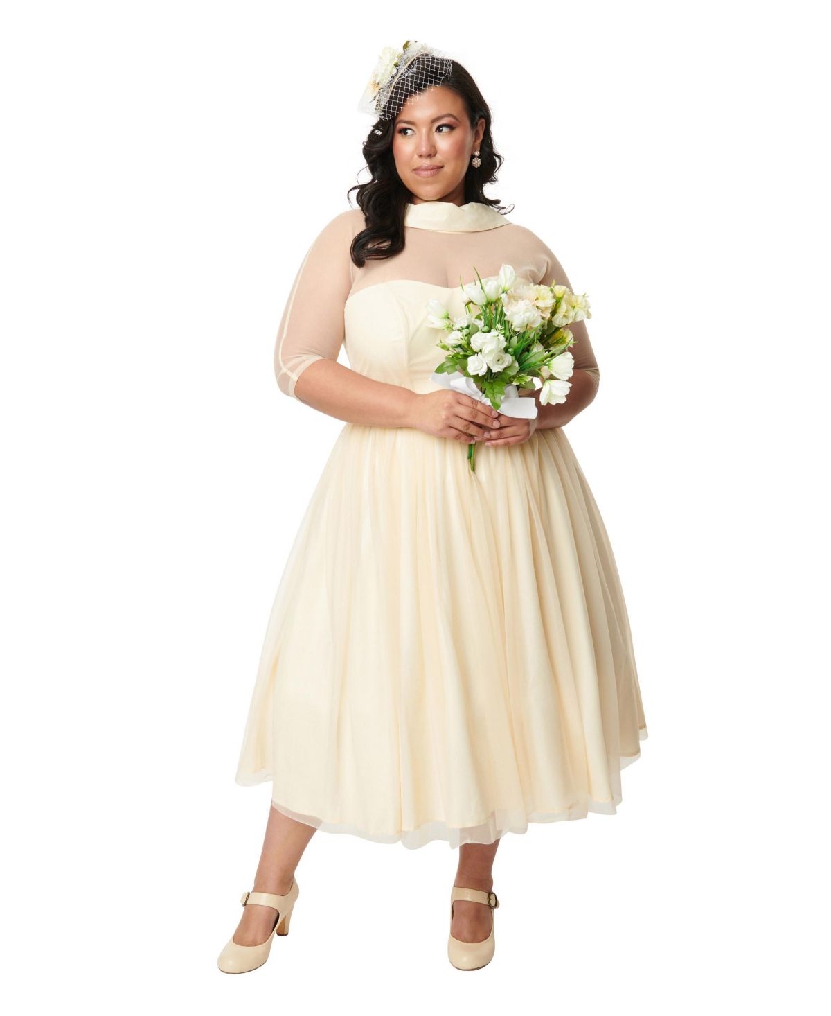 Plus Size Ivory Chiffon Lille Wedding Dress - Ivory