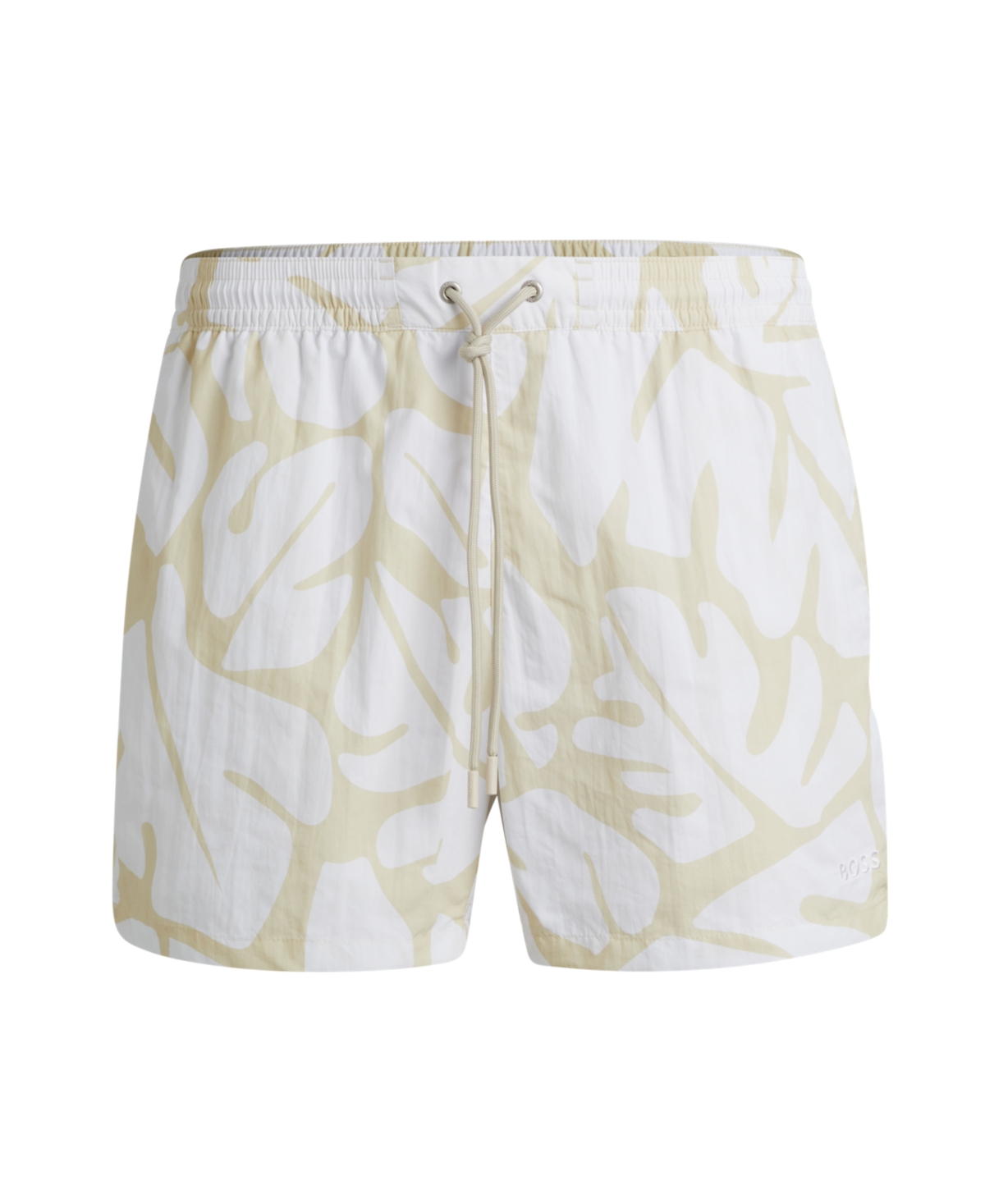 Shop Hugo Boss Boss By  Men's Seasonal Pattern Quick-dry Swim Shorts In Open White