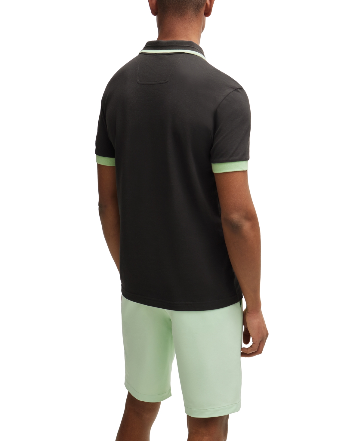Shop Hugo Boss Boss By  Men's Contrast Striped Polo Shirt In Charcoal