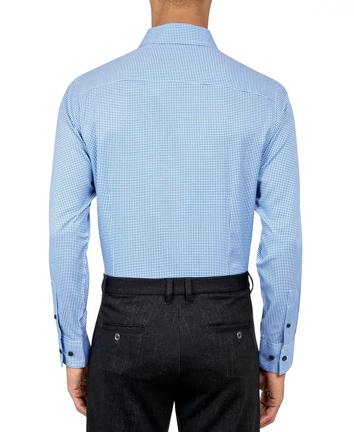 Men's Recycled Slim Fit Gingham Performance Stretch Cooling Comfort Dress Shirt - thumbnail 3