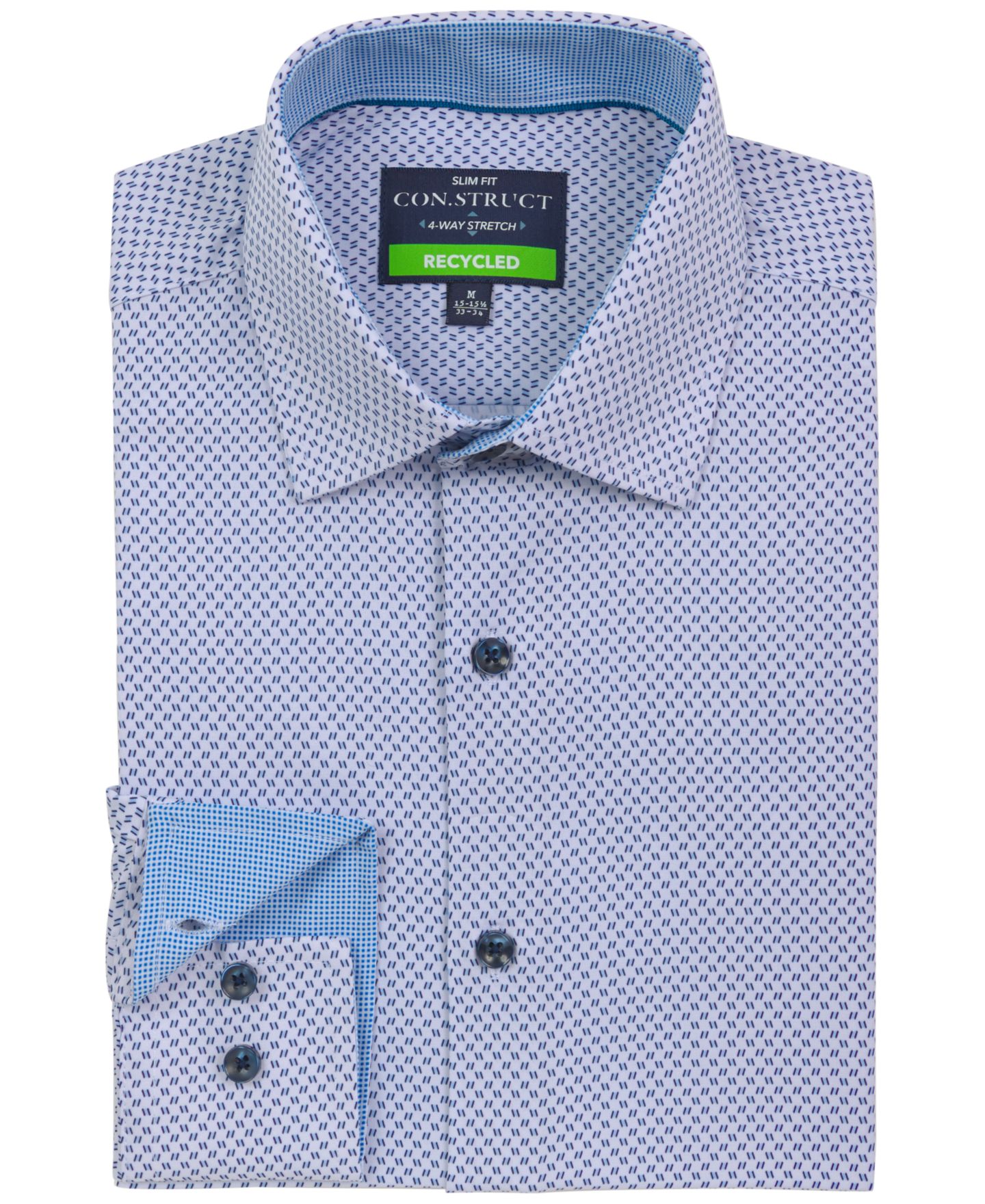 Мужская рубашка ConStruct Recycled Slim Fit Zig Zag Performance Stretch Cooling Comfort Dress Shirt, цвет: Белый — фото 1