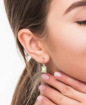 Green Quartz (6-3/8 ct. t.w.) & White Topaz (1/20 ct. t.w.) Heart Dangle Drop Earrings in Rose-Plated Sterling Silver