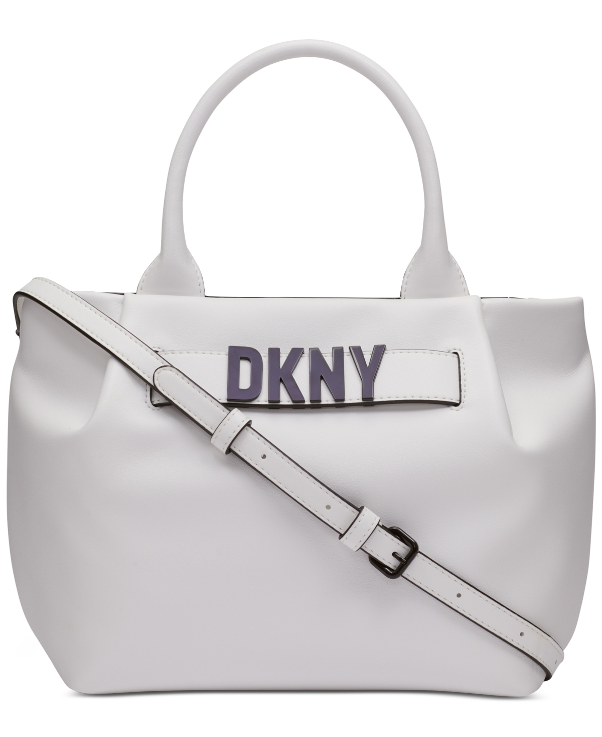 Shop Dkny Pilar Medium Leather Satchel In Optic White