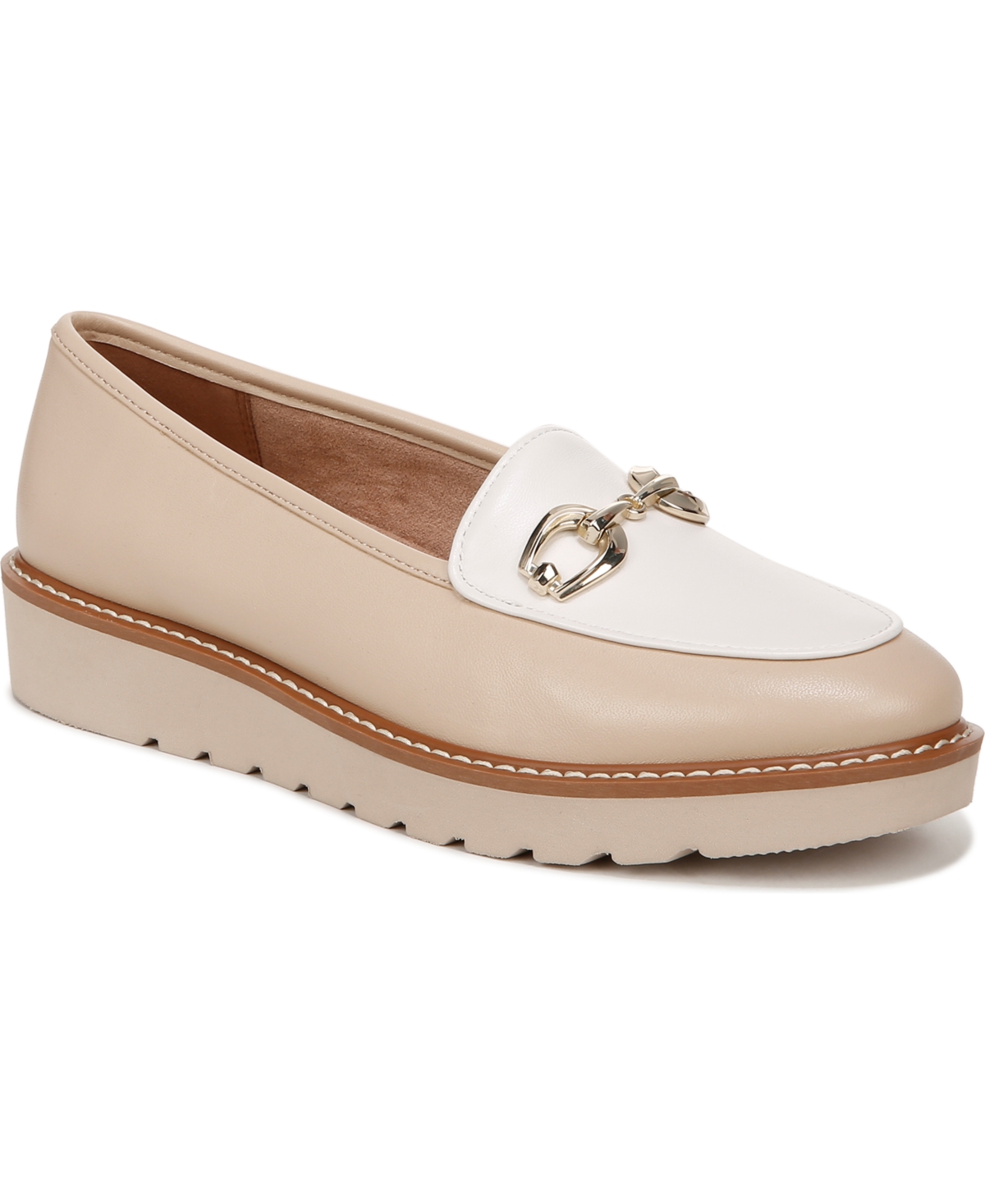 Shop Naturalizer Adiline-bit Lug Sole Loafers In Tan,white Leather