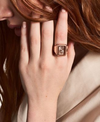 Women's Raquel Two-Hand Rose Gold-Tone Stainless Steel Ring Watch 14mm