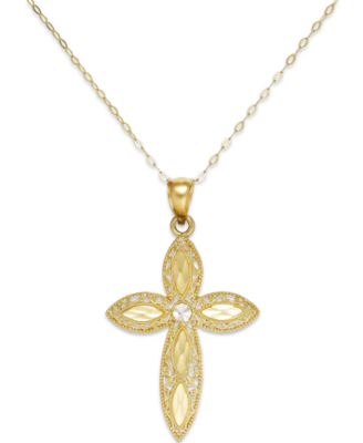Macy's - Filigree Cross Pendant Necklace in 14k Gold