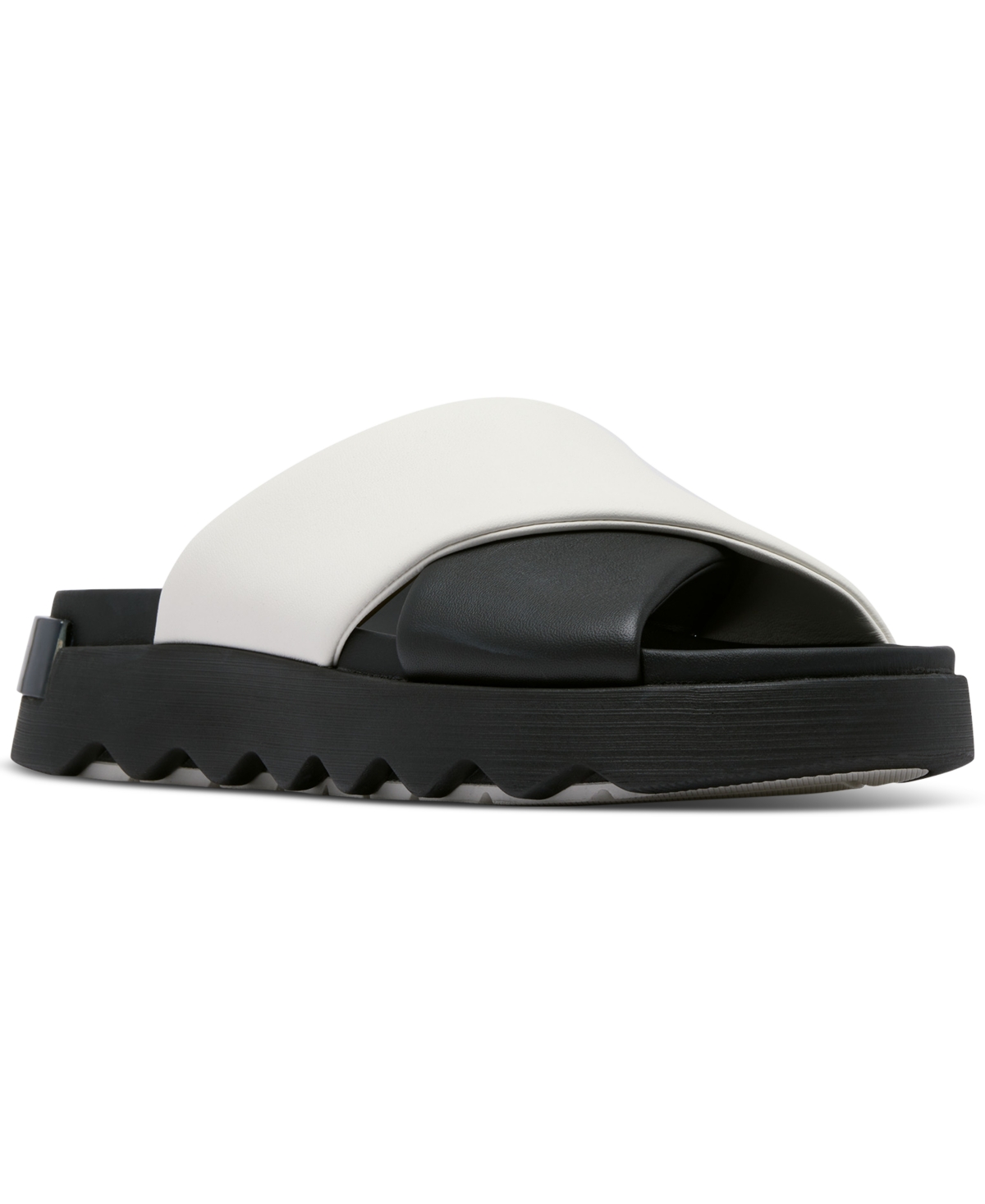 Shop Sorel Viibe Crisscross Slide Sandals In Black,sea Salt