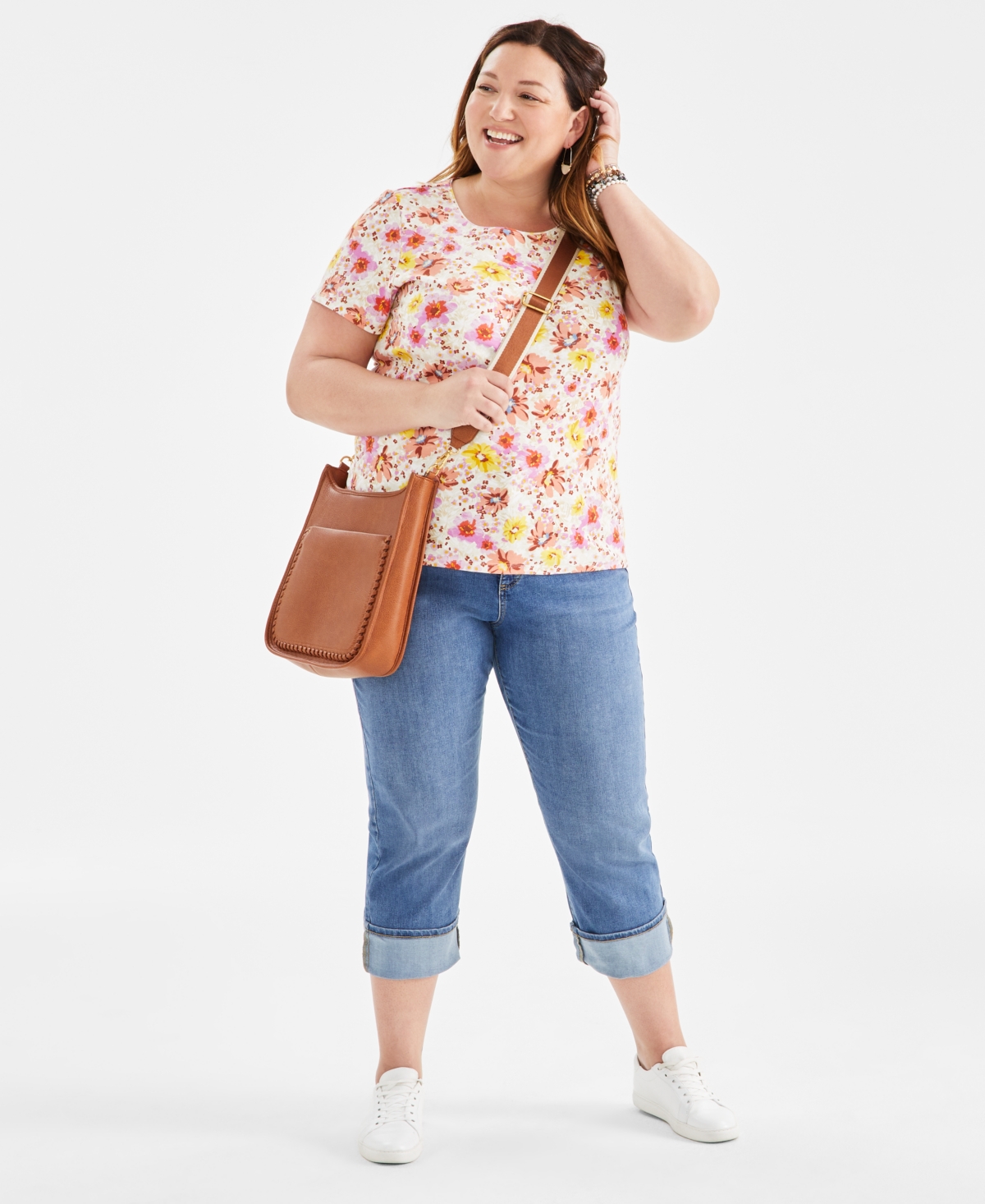 Style & Co Plus Size Printed Scoop-Neck Top, Created for Macy's
