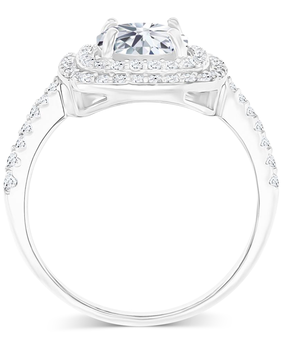 Amethyst (1-1/5 ct. t.w.) & Lab-Grown White Sapphire (1/2 ct. t.w.) Square Halo Birthstone Ring in Sterling Silver (Also in Additional Birthstones)