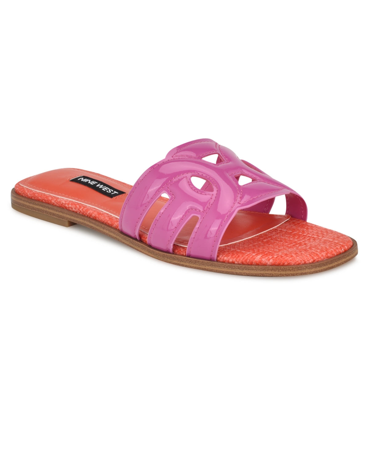 Women's Geena Cutout Flat Slip-On Sandals - Dark Neon Pink Patent