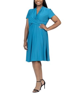 Plus Size Short Sleeve Rouched Wrap Dress