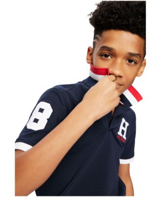 Big Boys Striped Collar Embroidered Matt Polo