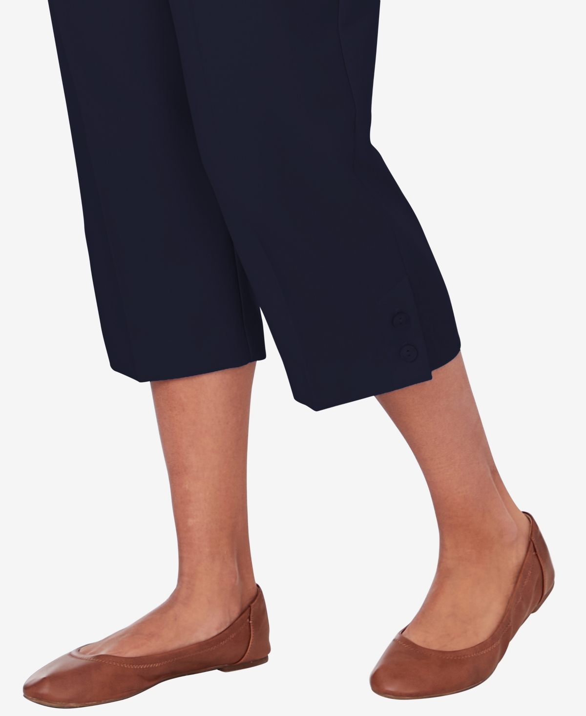Alfred Dunner Women's Classic Stretch Waist Accord Capri Pants with Button Hem