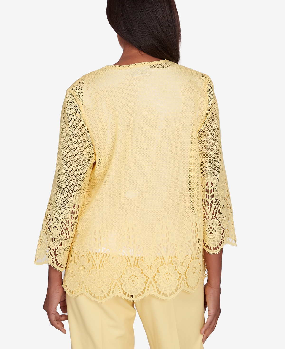 Shop Alfred Dunner Petite Charleston Lace Two For One Necklace Top In Yellow