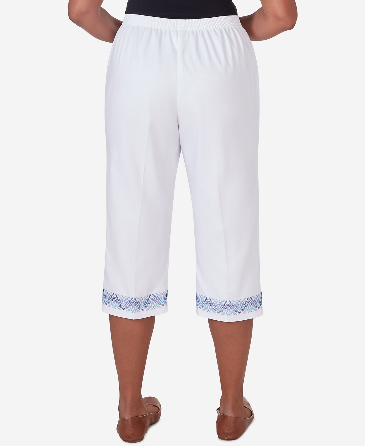 Shop Alfred Dunner Petite Summer Breeze Pull-on Border Cuff Capri Pants In White