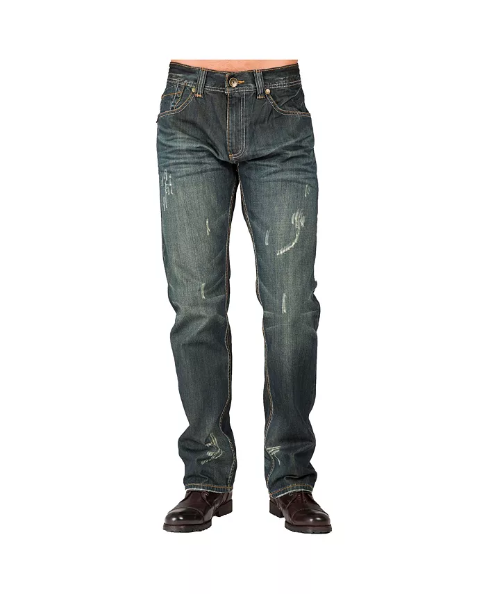 Men's Relaxed Straight Handcrafted Wash Premium Denim Signature Jeans - thumbnail 7
