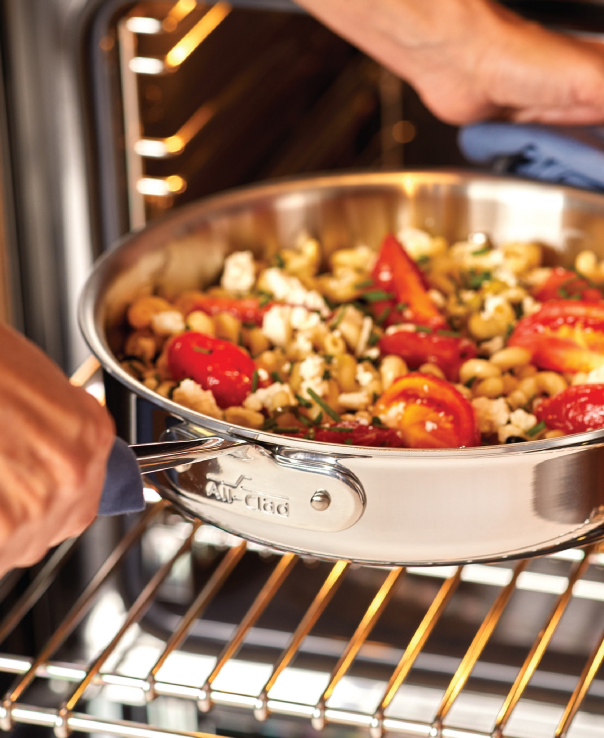 Shop All-clad D3 Stainless 3-ply Bonded Cookware, 14" Fry Pan With Lid In Silver