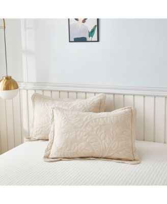 100% Cotton Embroidered Quilted Pillow Shams - King