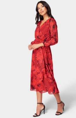 Women's Print Wrap Midi Dress