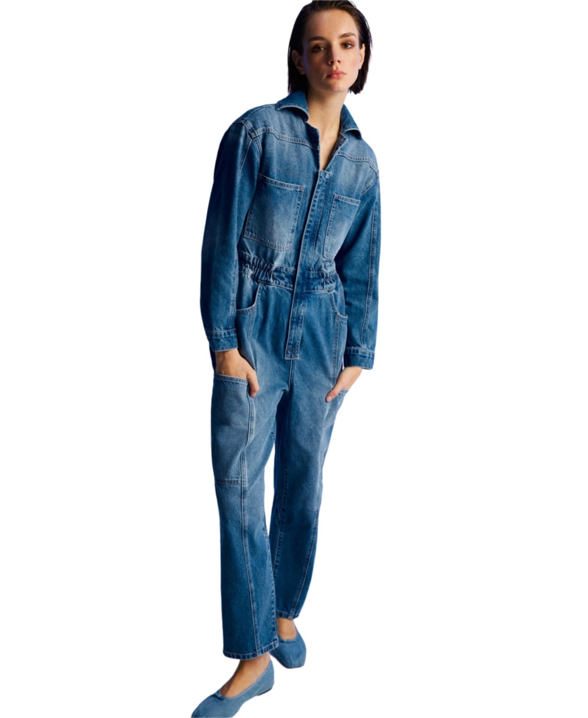 Women's Denim Cargo Jumpsuit