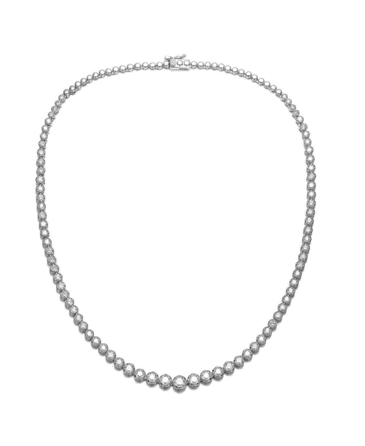 GENEVIVE STERLING SILVER CUBIC ZIRCONIA GRADUATED-SIZE TENNIS CHAIN ANNIVERSARY NECKLACE