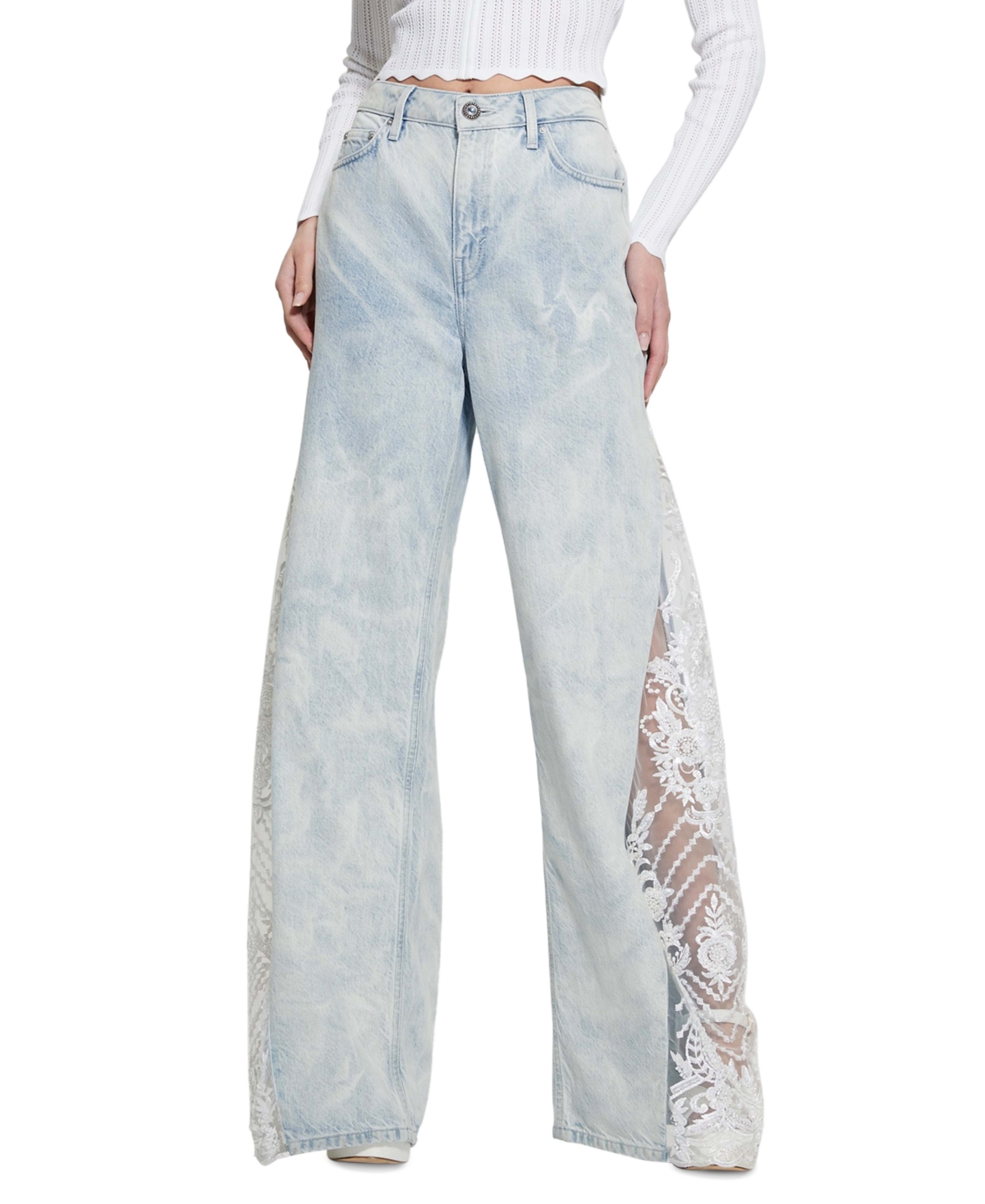 Shop Guess Women's Bellflower Split Wide-leg Jeans In Cannes