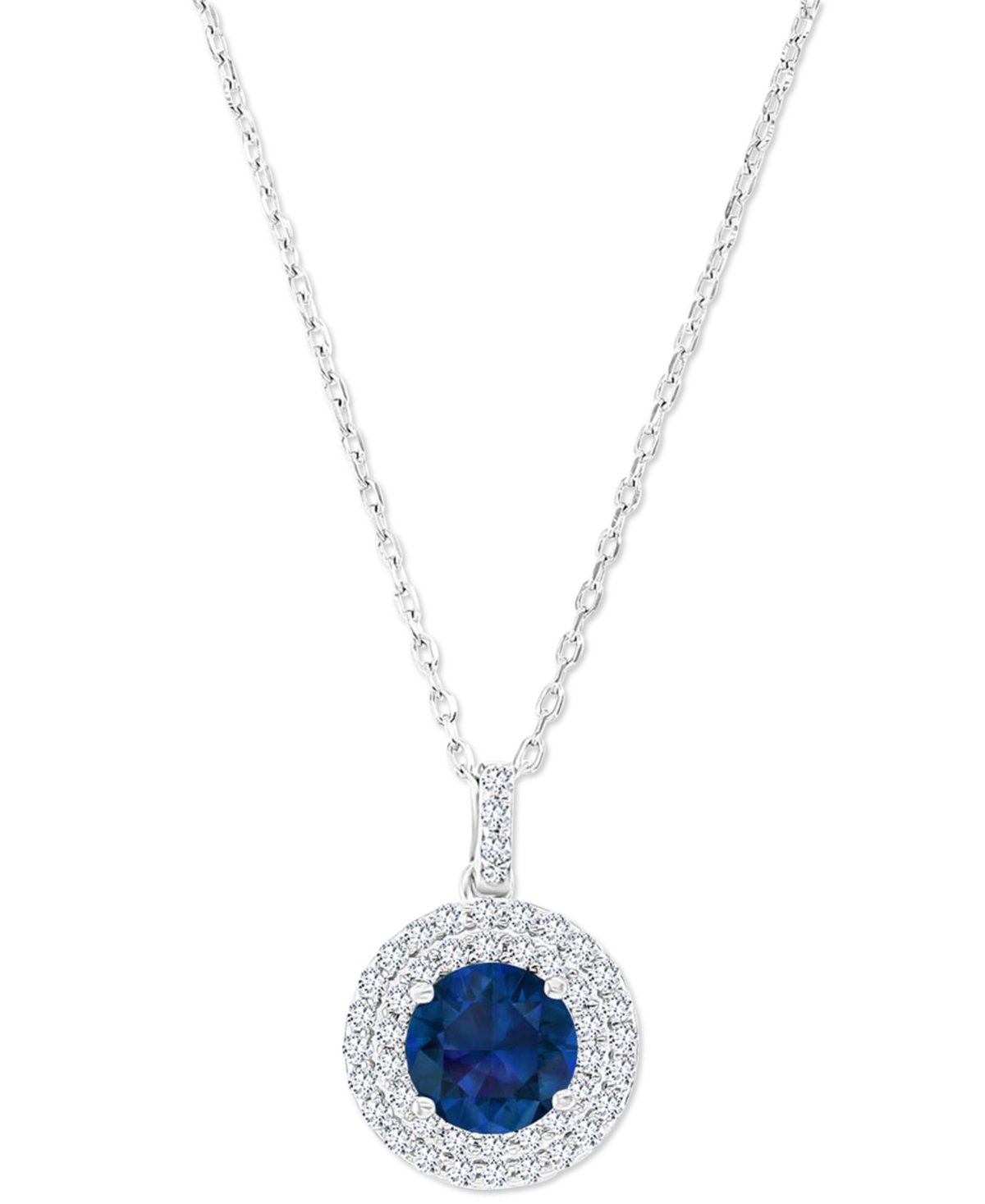 Macy's Amethyst (1-1/5 Ct. T.w.) & Lab-grown White Sapphire (3/8 Ct. T.w.) Halo Birthstone Pendant Necklace