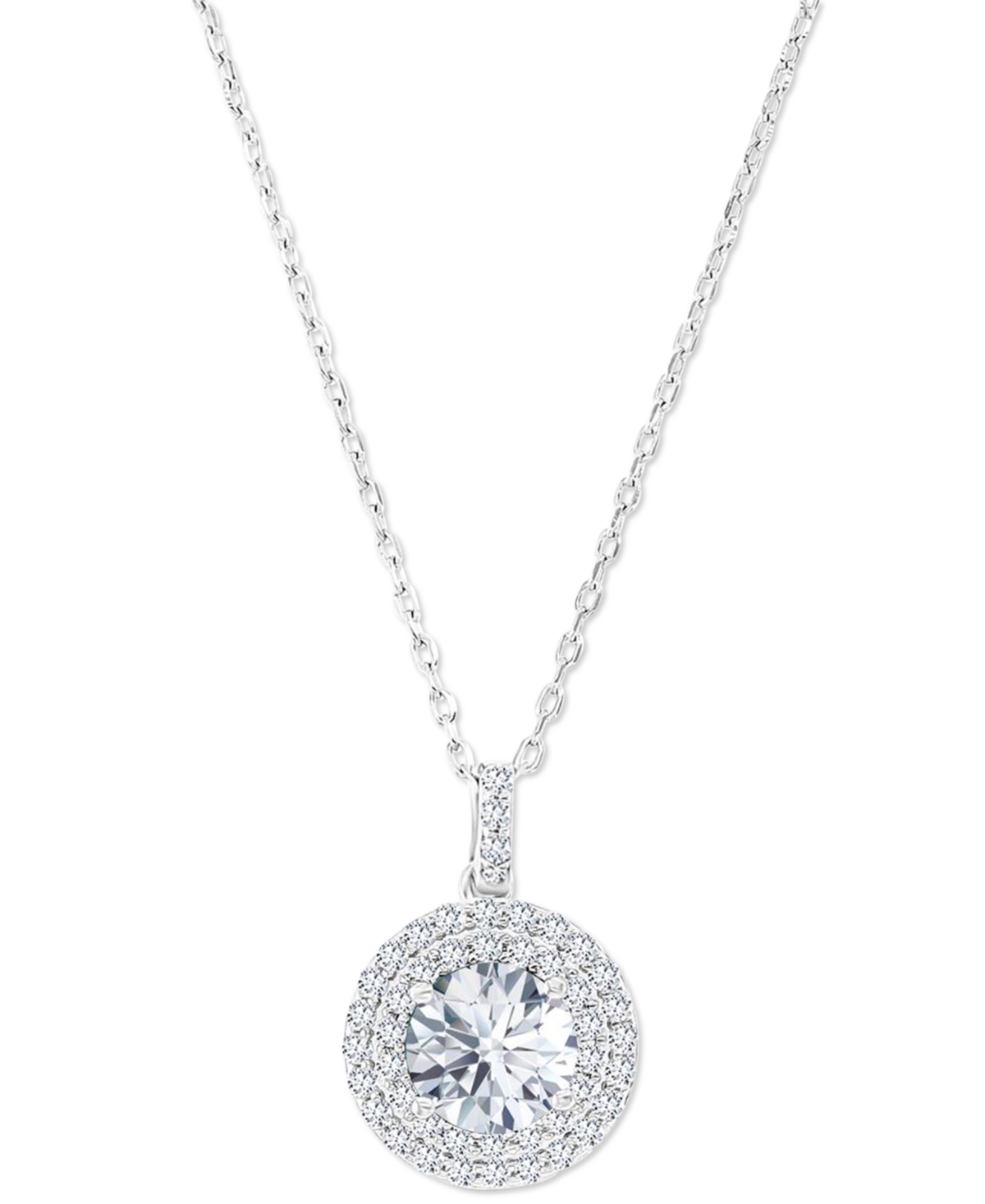 Macy's Amethyst (1-1/5 Ct. T.w.) & Lab-grown White Sapphire (3/8 Ct. T.w.) Halo Birthstone Pendant Necklace In White Topaz