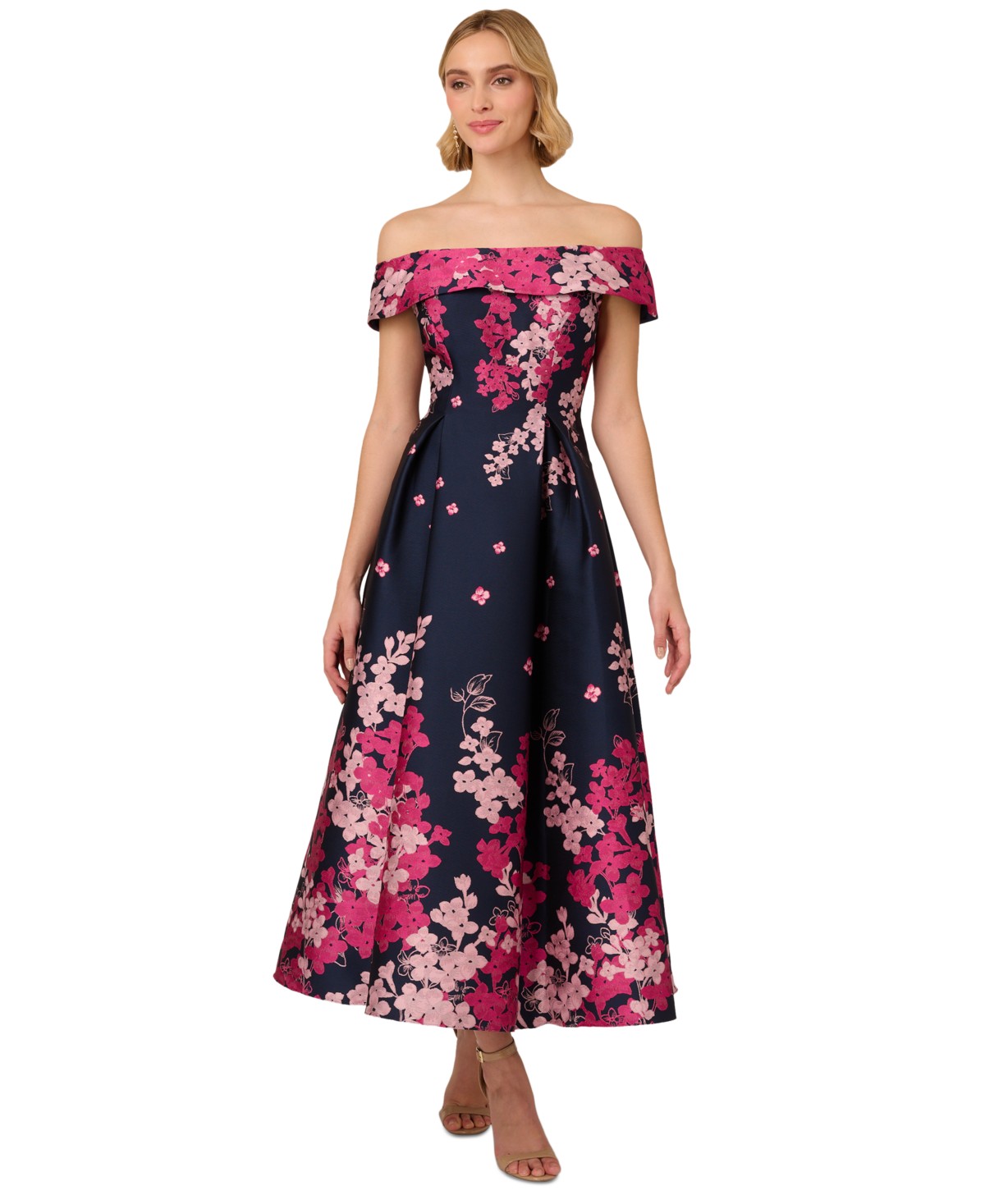 Женские платья Adrianna Papell Women's Floral-Print Off-The-Shoulder Dress — фото 1