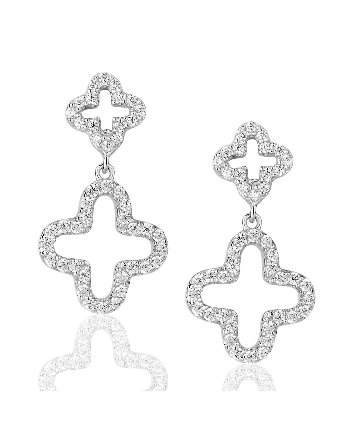 Suzy Levian New York Suzy Levian SterlingCubic Zirconia Double Clover Drop Dangle Earrings - Silver