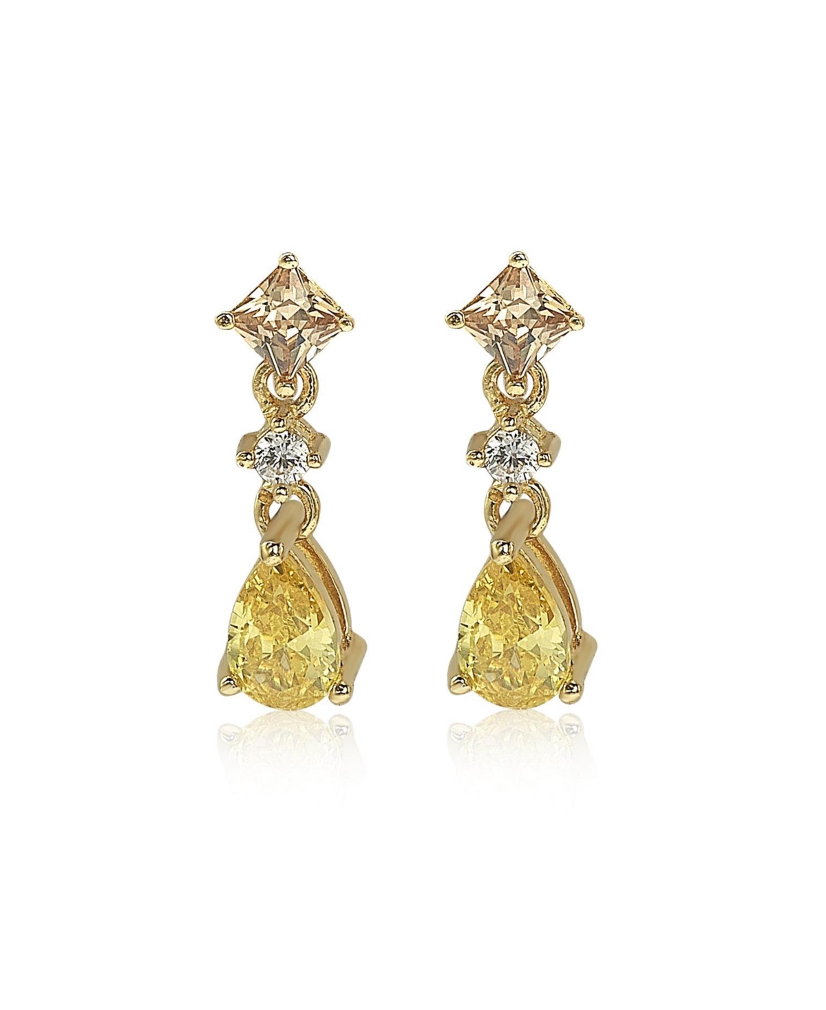 Suzy Levian Sterling Silver Cubic Zirconia Multi-Cut Drop Dangle Earrings - Yellow