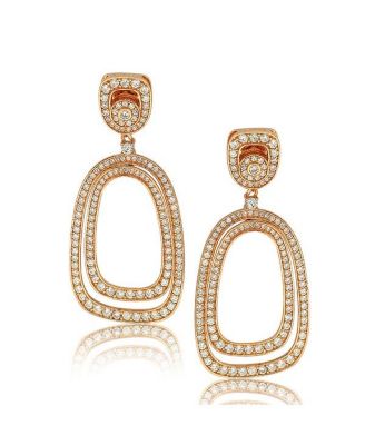 Suzy Levian Sterling Silver Cubic Zirconia Large Double Dangle Earrings