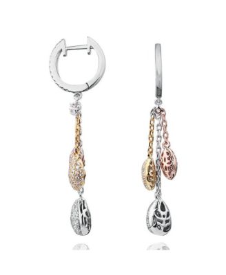 Suzy Levian Sterling Silver Cubic Zirconia Tri-Tone Multi Drop Earrings