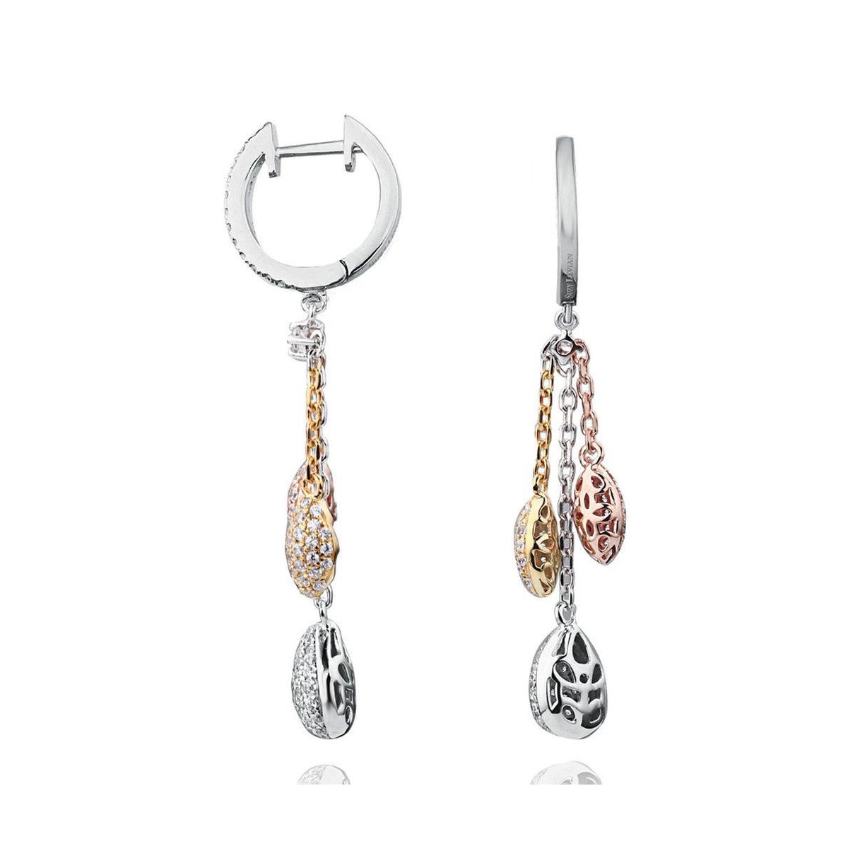 Suzy Levian New York Suzy Levian Sterling Silver Cubic Zirconia Tri-Tone Multi Drop Earrings - Tri-tone