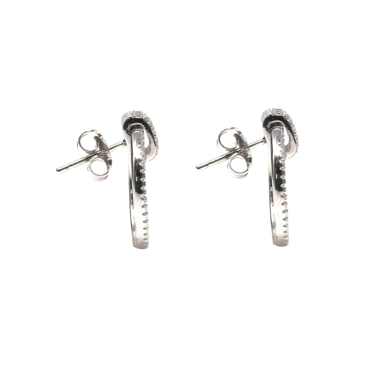 Suzy Levian New York Suzy Levian SterlingCubic Zirconia Pave Modern Open Circle Drop Hoop Earrings - Silver